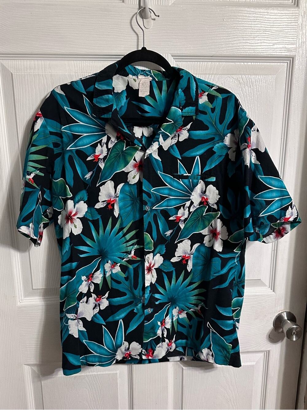Hawaiian Vintage Tropical Floral Short-Sleeve Shirt button down